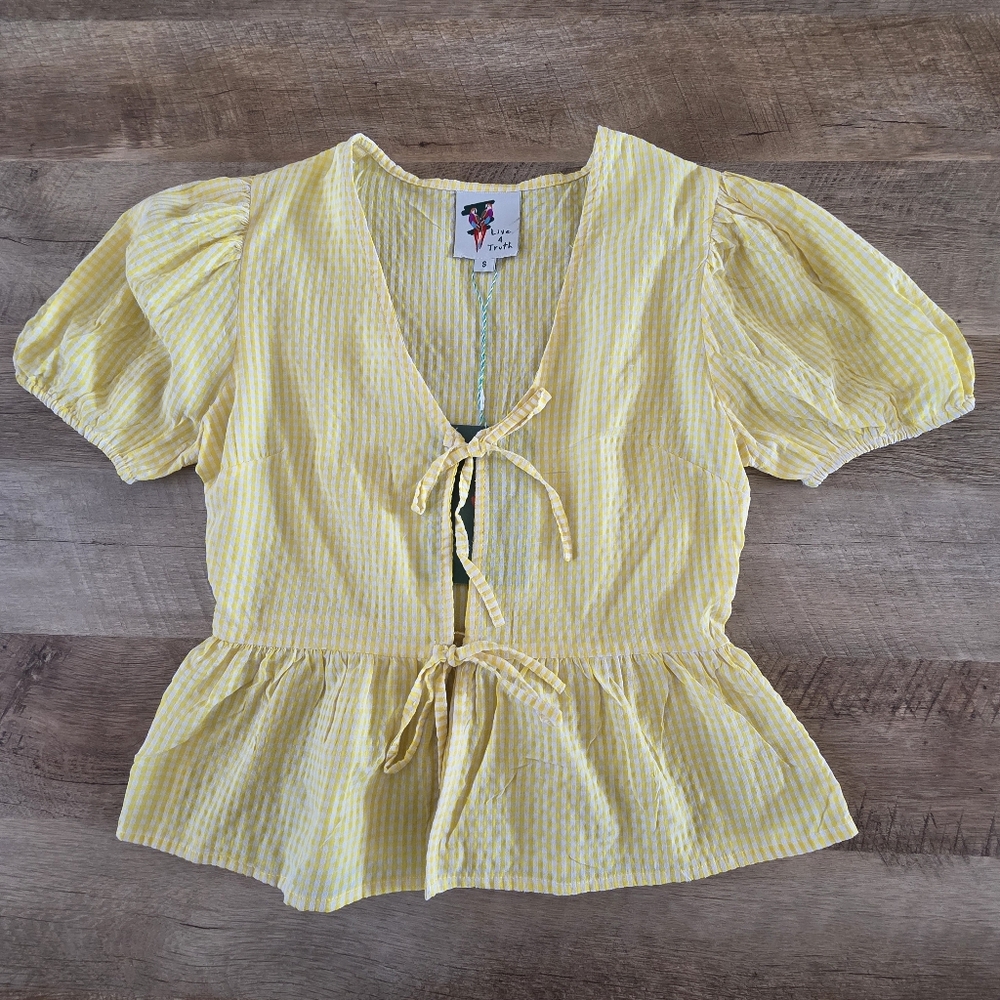 Live 4 Truth Yellow And White Gingham Pattern Blouse